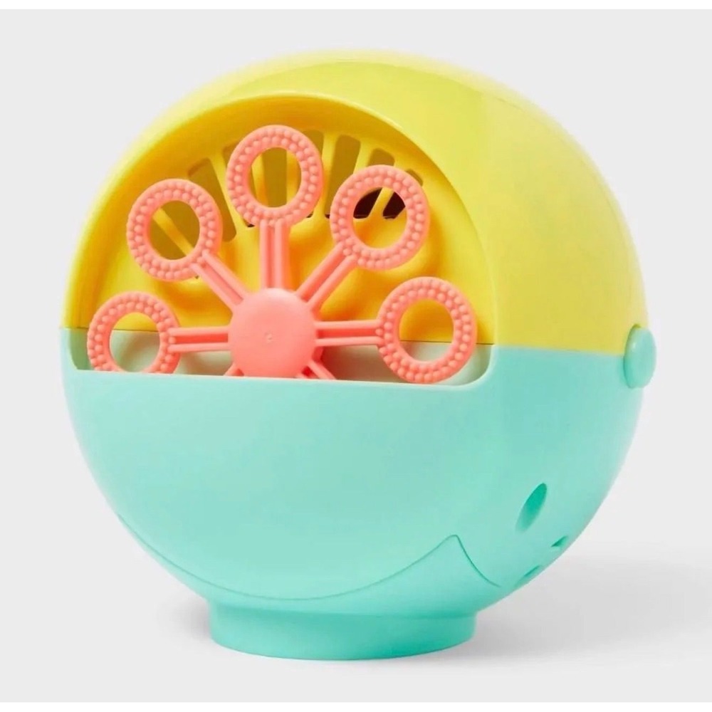 Sun Squad Mini Bubble Maker Yellow Teal Battery Operated Toy for Kids Age 3+